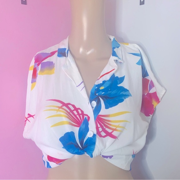 Vintage Floral // Hawaiian Capped Blouse California Crush - Picture 8 of 10